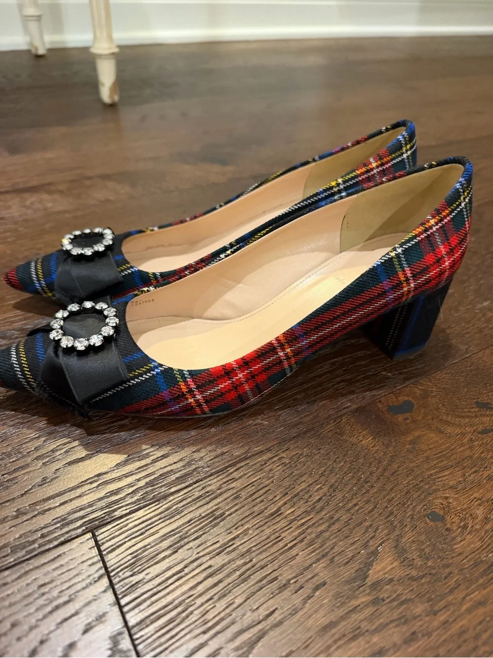 J.Crew collection Avery Christmas holiday plaid block heel pumps 8.5